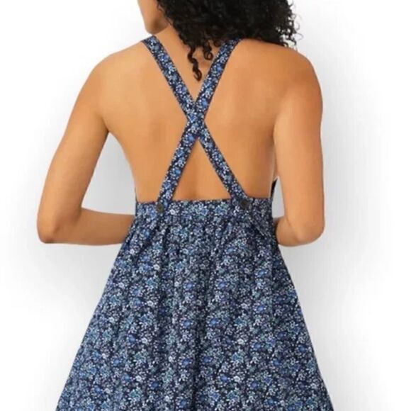Free People Petunia Blue Floral Mini Dress Size L - Picture 2 of 8